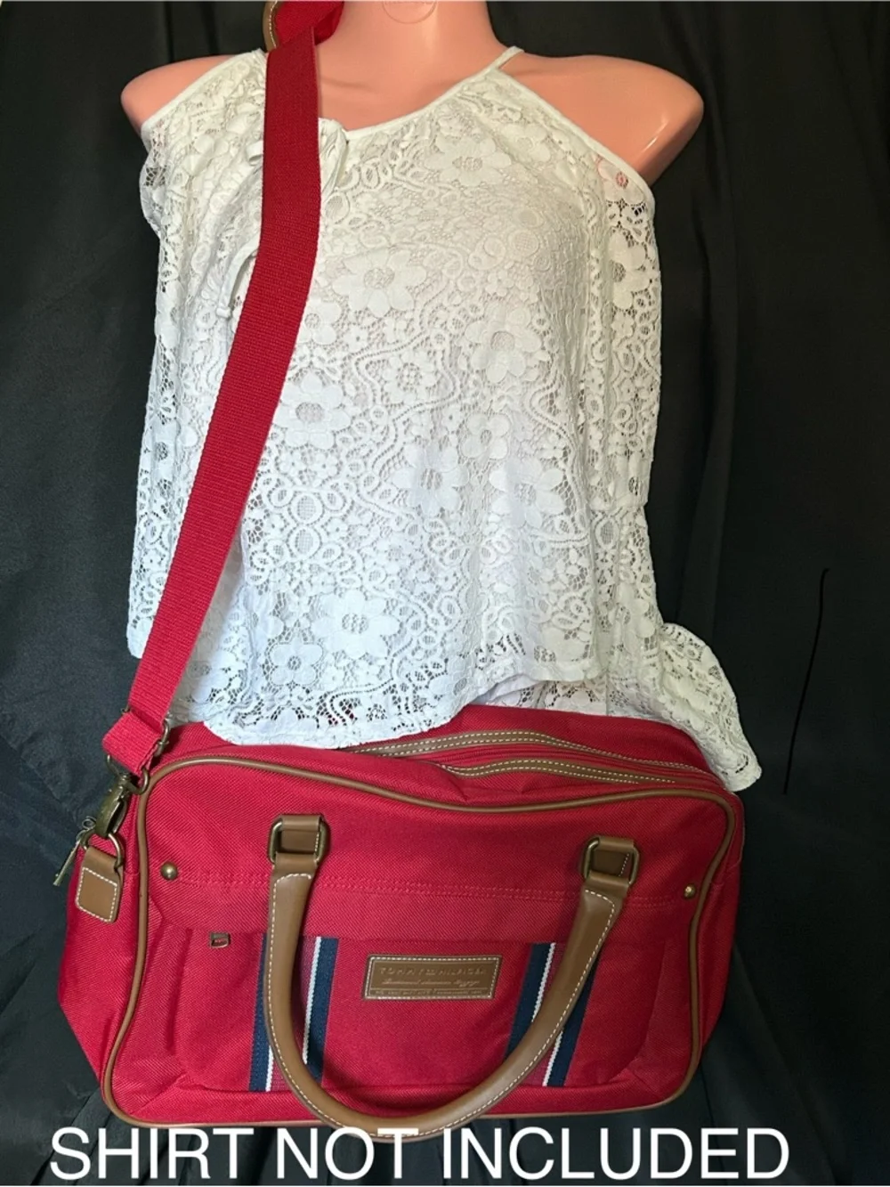Tommy Hilfiger Vintage Canvas Crossbody Laptop Bag Tote Travel Bag